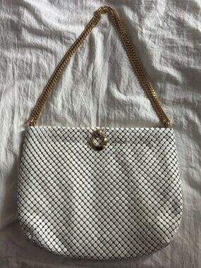 Vintage Whiting & Davis White Mesh Evening Shoulder Bag MCM